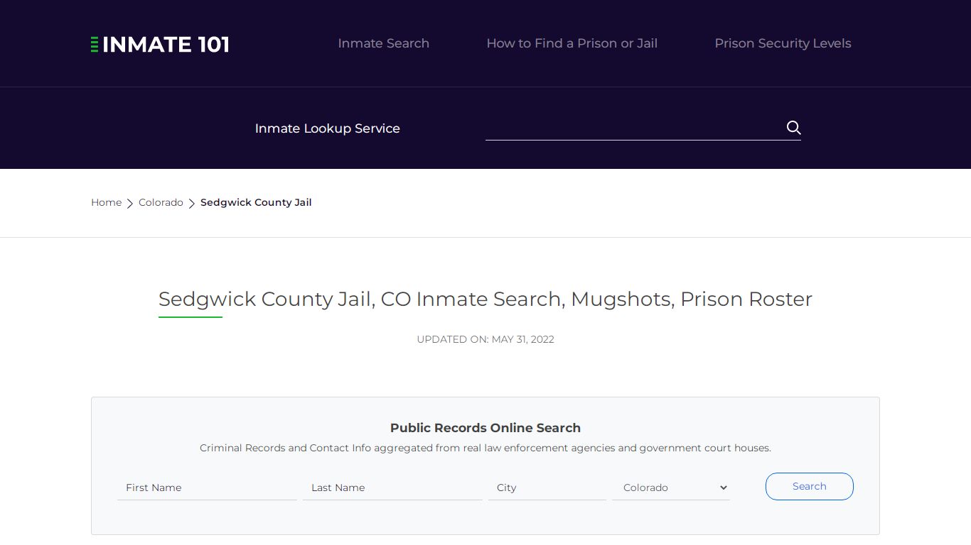 Sedgwick County Jail, CO Inmate Search, Mugshots, Prison ...